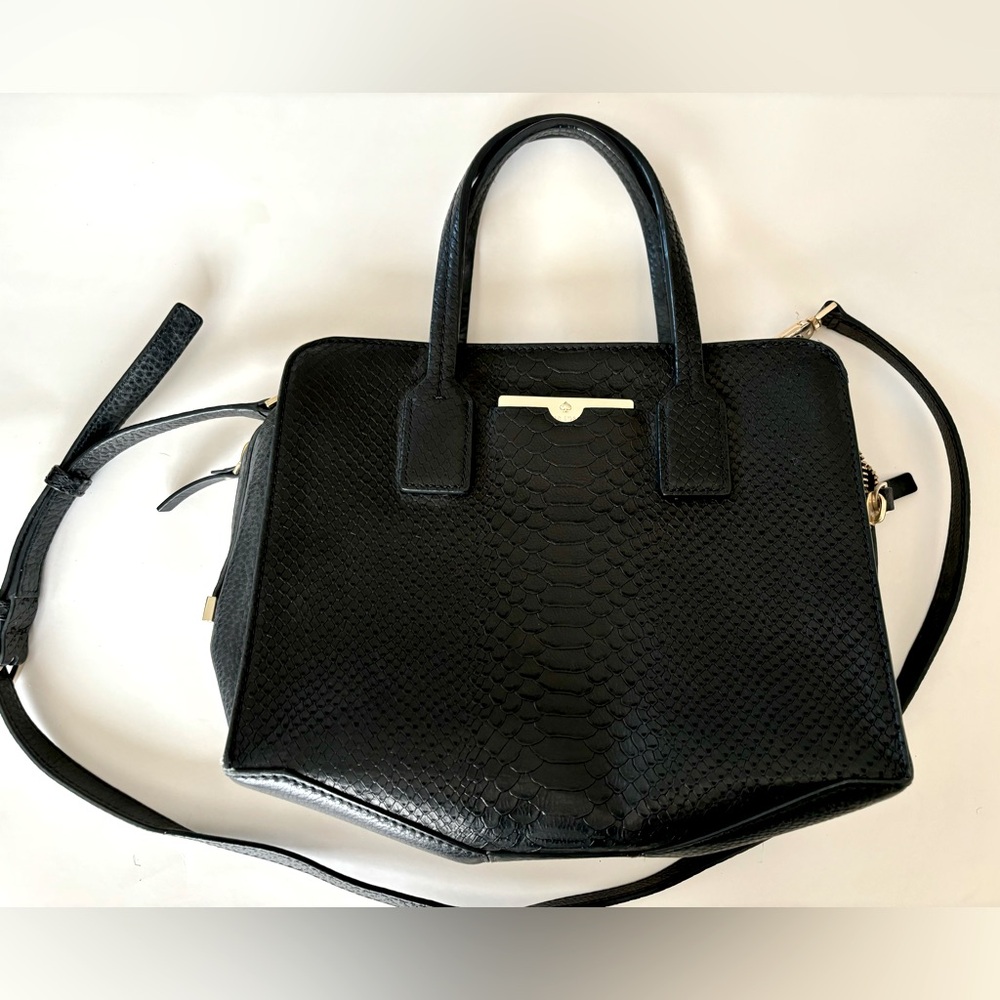 Kate Spade Shoulder Bag in black croc embossed leather